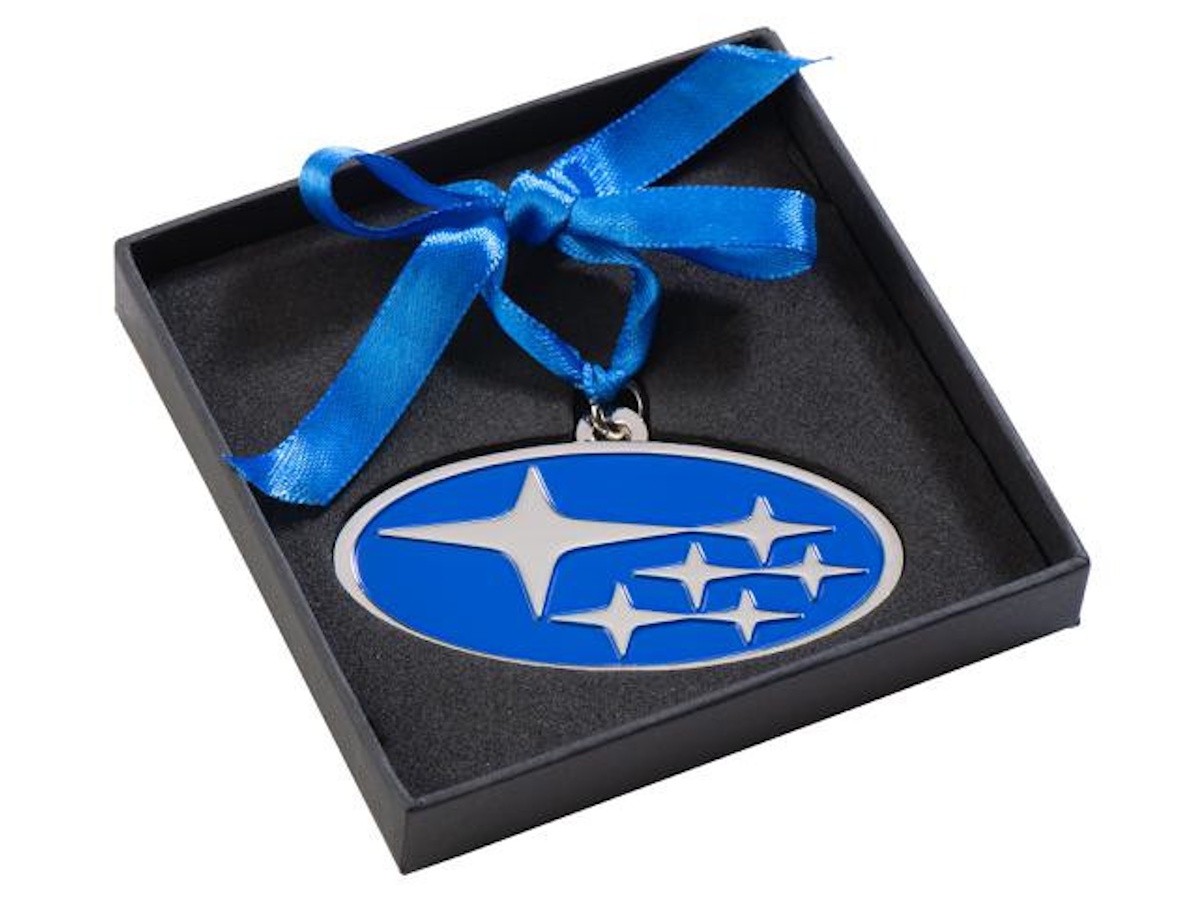 Subaru Holiday Ornament Blue With Silver Star Cluster Logo