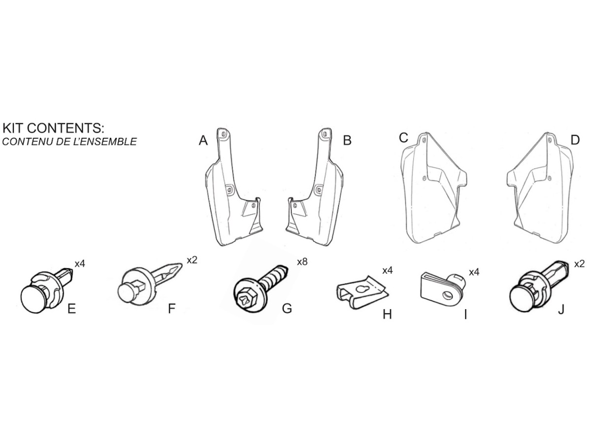 Subaru Splash Guards Black Molded Style Kit Of Four Front And Rear For