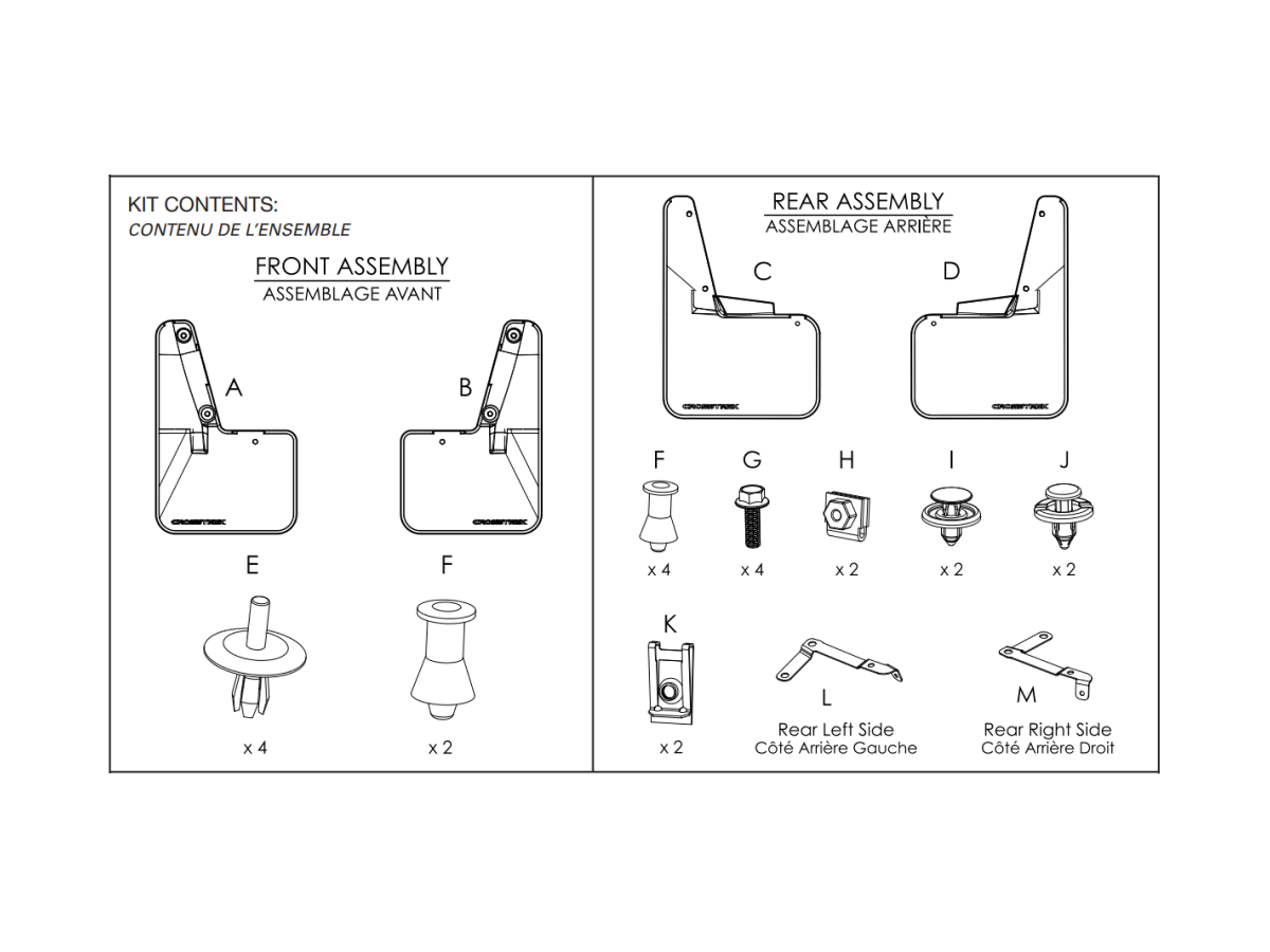 Subaru Mud Flaps Flat Style Black With Crosstrek Logo Kit Of Four