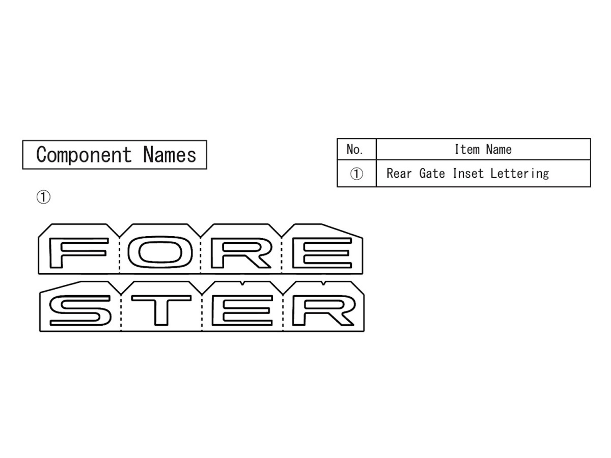 Subaru Rear Liftgate Emblem Inserts Black Forester Lettering Kit