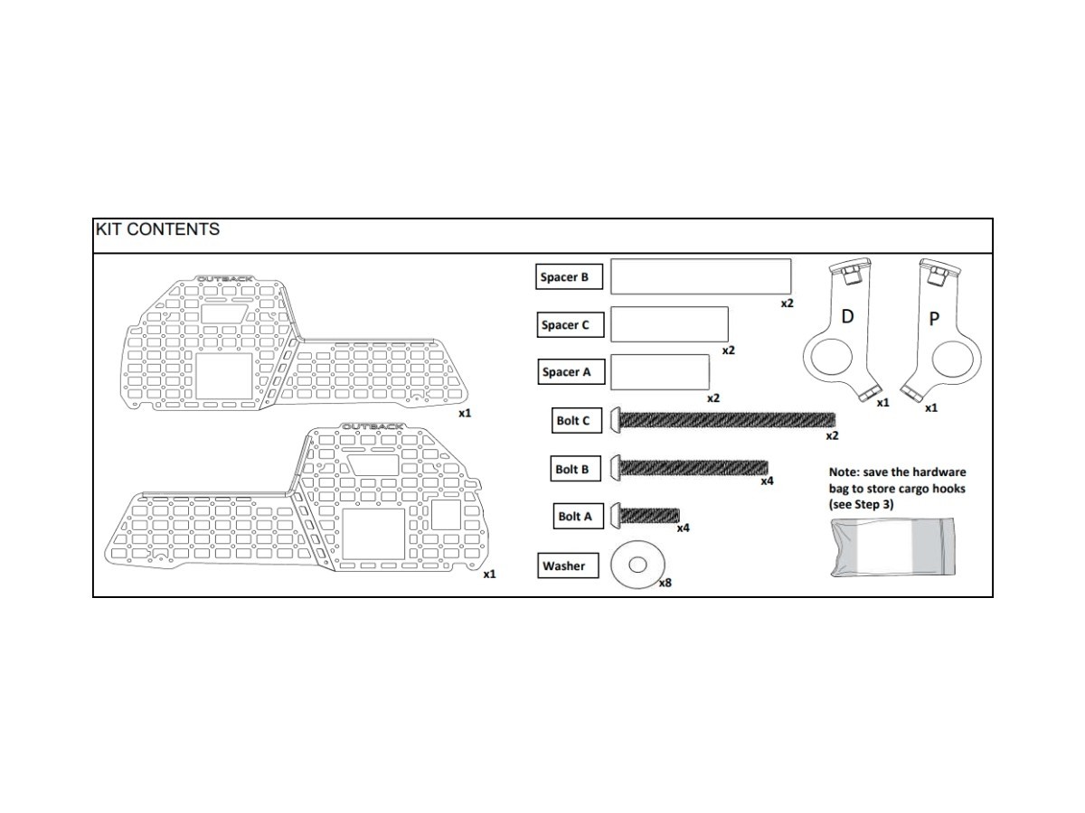 Subaru Cargo Area MOLLE Panels - J201SAR400 | Subaru Parts Pros