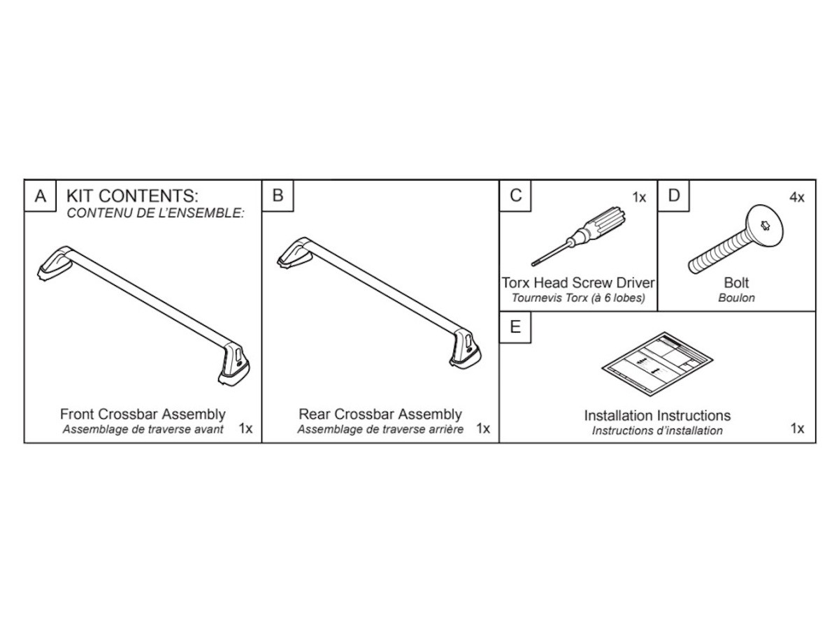 Subaru Fixed Roof Rack Crossbar Set For Direct Roof Attachment