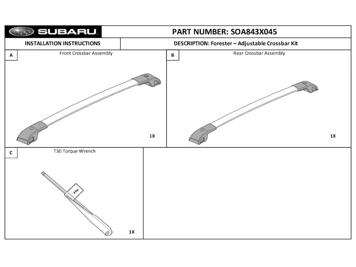 Subaru Roof Rack Crossbars Black Aero Adjustable Kit Of Two For